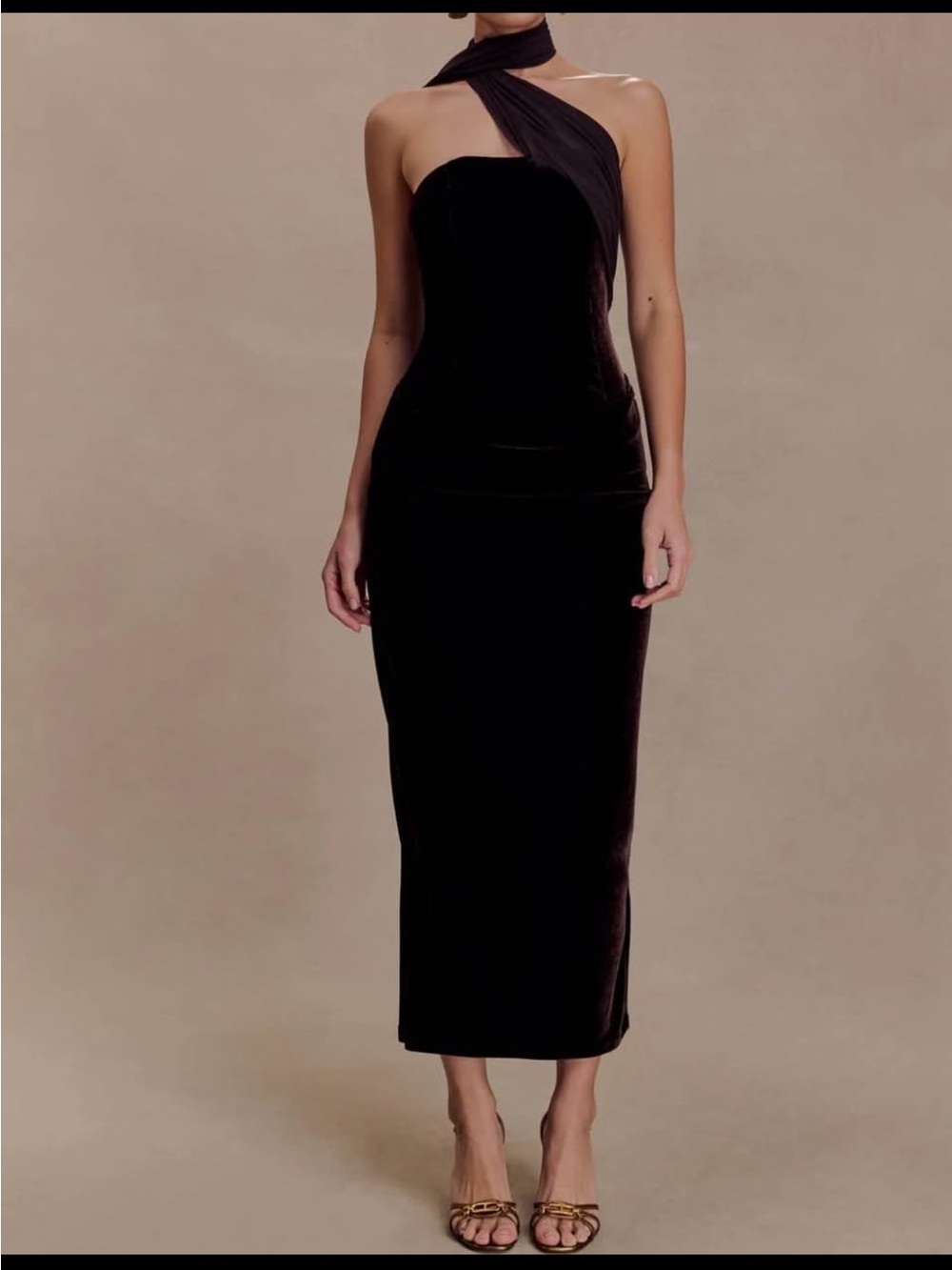 Meshki size small midi dress. Brown velvet